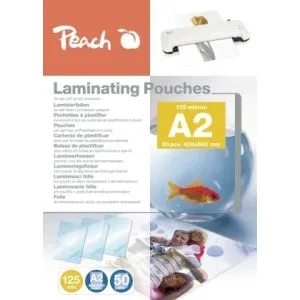 Peach  Laminierfolie A2 | 125 mic | 50 St. | glänzend | Premiumqualität für beste Laminierergebnisse | geeignet für alle Laminiergeräte | PP525-12 