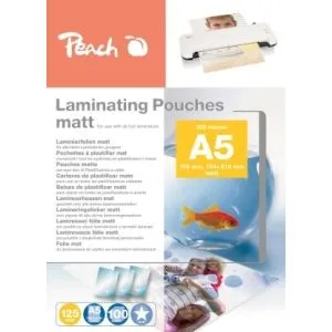 Peach  Laminierfolie A5 | 125 mic | 100 St. | matt | beschreibbar | Premiumqualität für beste Laminierergebnisse | geeignet für alle Laminiergeräte | S-PP525-30 